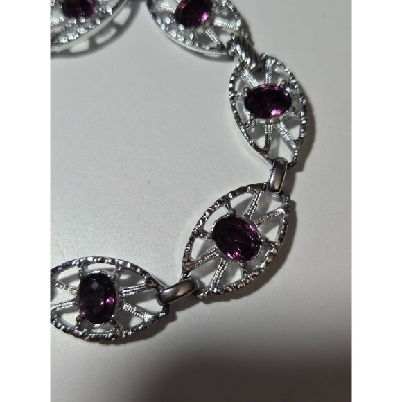 **Final Sale** Sarah Coventry silver tone and purple bracelet - Picture 11 of 12